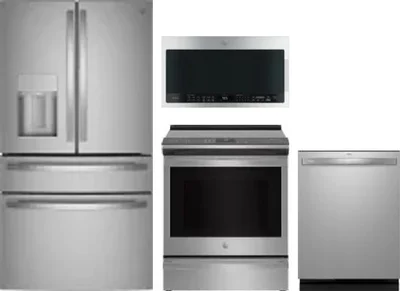 4 Piece Package Includes Refrigerator, Range, Microwave And Dishwasher